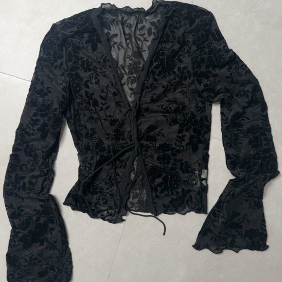 Tops - Vintage French Style Mesh Cardigan - Sexy See-Through Lace Shirt